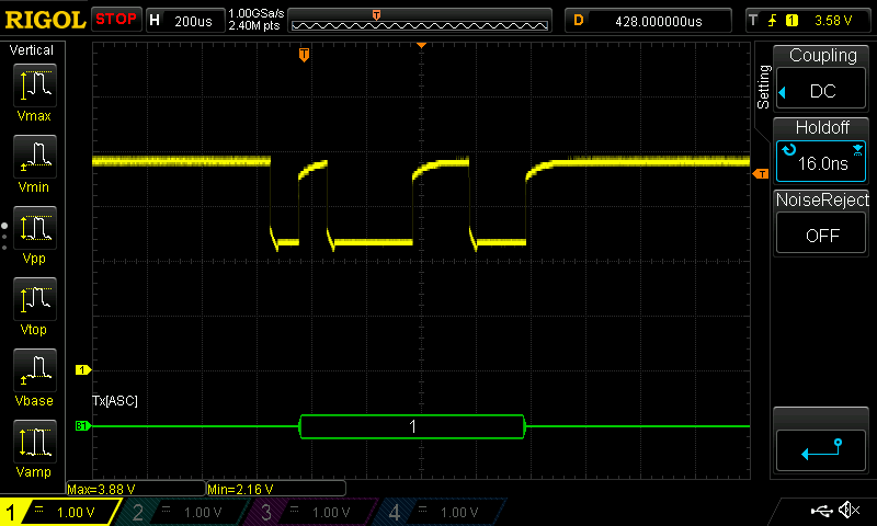 CH340 RX waveform with 220R resistor