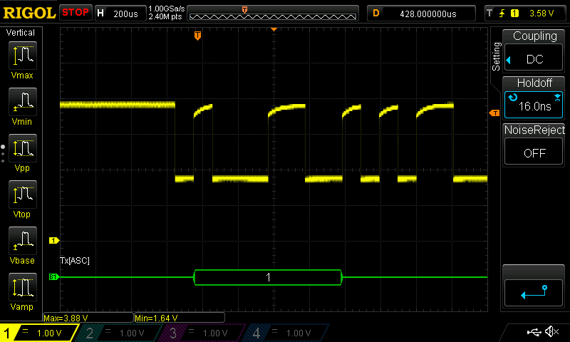 HC05 RX waveform with 220R resistor