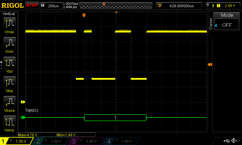 CH340 RX waveform with Diode OR